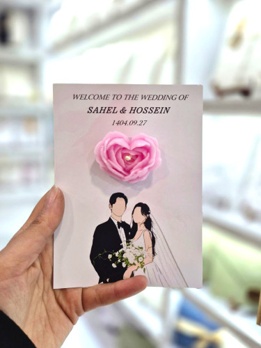 ولکام کارت شمع گل رز قلب